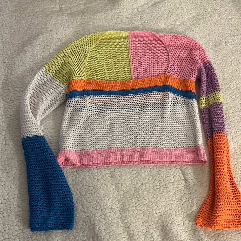 Cropped crochet sweater